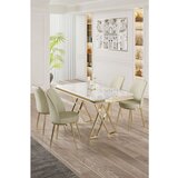 Hanah home Vals - White, Gold, Cream WhiteGoldCream Dining Table & Chairs Set (5 Pieces) | ePonuda.com