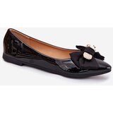 Boto Glossy ballerinas with bow and gold brooch black Rivona | Shoptok.si
