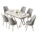 Hanah home set trpezarijski sto i 6 stolica lai white chrome grey | ePonuda.com