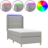  Krevet box spring s madracem LED svjetlosivi 90x190 cm tkanina | shoptok.hr