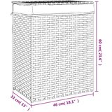  Košara za rublje s poklopcem siva 46 x 33 x 60 cm od poliratana | shoptok.hr