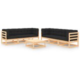 The Living Store Vrtna sedežna garnitura 7-delna z blazinami trdna borovina - Vrtna Sedežna Garnitura, (21478735) | Shoptok.si
