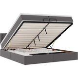 vidaXL Otomanski posteljni okvir z vzmetnicami siv 200x200cm um. usnje, (21609406) | Shoptok.si