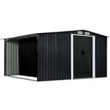 vidaXL Vrtna lopa z drsnimi vrati antracitna 329,5x312x178 cm jeklo Cene