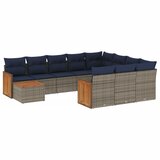  11-dijelni vrtni set s jastucima, sivi poliratan | shoptok.hr