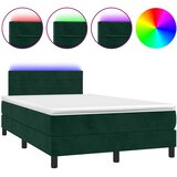 Krevet box spring s madracem LED tamnozeleni 120x200 cm baršun | shoptok.hr
