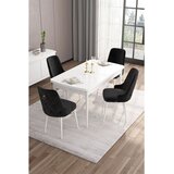 Hanah home trpezarijski set Are, sto na razvlačenje i 4 stolice, bela ploča, crna tkanina Babyface | Eponuda.com
