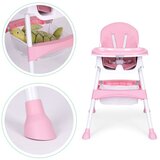 ECO TOYS Dječja stolica za hranjenje s pladnjem i košarom, pojas na 5 točaka, roza, | shoptok.hr