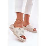 VINCEZA Women's Leather Wedge Sandals Beige 41477 | Shoptok.si