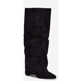 Boto Insulated Women's Boots with Turned Shaft on Heel Eco Suede Black Elivira | shoptok.hr