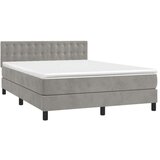  Box spring postelja z vzmetnico LED svetlo siva 140x200cm žamet, (20846847) | Shoptok.si
