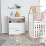 Roba Bijela/u prirodnoj boji dječja komoda u dekoru hrasta s promjenjivim stolom 88x98x75 cm Cabane – | shoptok.hr
