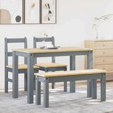  4-dijelni blagovaonski set Panama od masivne borovine sivi | shoptok.hr