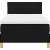 vidaXL postelja s škatlasto vzmetnico z vzmetnico Črna 90x200 cm Tkanina | Shoptok.si