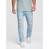 Ombre Men's denim joggers with asymmetrical stitching - blue Cijene