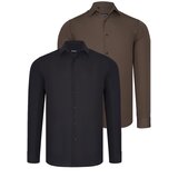 Dewberry DUAL SET G726 MENS SHIRTS-BLACK-BROWN Cijene
