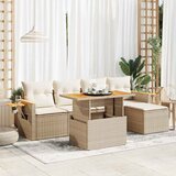  6-dijelni set vrtnih sofa s jastucima bež od poliratana bagrem | shoptok.hr
