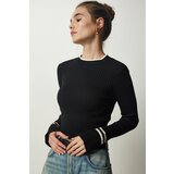 Happiness İstanbul Women's Black Ribbed Knitwear Blouse Cene