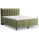 Zelena boxspring postelja s prostorom za shranjevanje 160x200 cm Mikana –