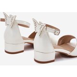 EVENTO Shiny Girls Sandals With Low Heel White Ainare | Shoptok.si