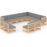  12-dijelna vrtna garnitura od masivne borovine s jastucima | shoptok.hr