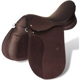 vidaXL Jahalno Sedlo Set 17,5" Pravo Usnje Rjave Barve 12 cm 5-v-1 | Shoptok.si