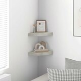  Kutne zidne police 2 kom siva boja betona 25 x 25 x 3,8 cm MDF | shoptok.hr