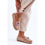 Kesi Fashionable suede loafers with decorations Beige Delima | Shoptok.si
