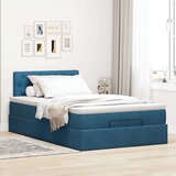 vidaXL Otomanski posteljni okvir z vzmetnico moder 120x200 cm žamet | Shoptok.si