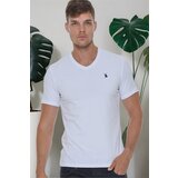 Dewberry T8568 V-NECK MEN'S T-SHIRT-LIGHT WHITE Cene