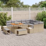  12-dijelni vrtni sofa set s jastučićima Bež Poli Ratan Acacia | shoptok.hr