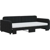 vidaXL Izvlečna dnevna postelja z vzmetnicami črna 90x200 cm žamet | Shoptok.si
