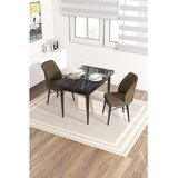 Hanah home trpezarijski set Arp, sto i 2 stolice, ploča u dekoru crnog mermera, braon tkanina Babyface | Eponuda.com