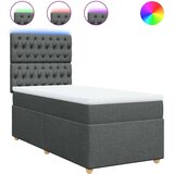 vidaXL Box spring postelja z vzmetnico temno siva 100x200 cm blago | Shoptok.si