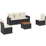 Maison Chic Seti vrtnega pohištva - Vrtna garnitura - Vrtni pohištvo set 6-delna z blazinami črna poli ratan, (21808316) | Shoptok.si