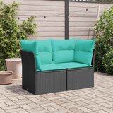  Vrtna sofa s jastucima za 2 osobe, crna, poliratan | shoptok.hr