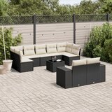  10-dijelni set vrtnih sofa s jastucima crni od poliratana | shoptok.hr