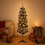  Umjetno usko božićno drvce s kuglicom 150 cm 150 LED lampica - 150 cm s LED-ima i ružičastim lopticama | shoptok.hr