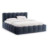 Micadoni Tamno plavi tapecirani bračni krevet s prostorom za odlaganje s podnicom 160x200 cm Lupine – | shoptok.hr