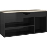 vidaXL klupa za cipele s jastukom sjajna crna 104 x 30 x 49 cm iverica | shoptok.hr