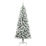 vidaXL Umetno Zložljivo Božično Drevo Zelena in bela 210 cm PVC | Shoptok.si