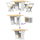  5-dijelni blagovaonski set Corona sklopivi bijeli od borovine | shoptok.hr