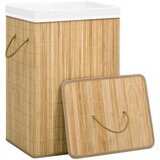  Košara za rublje od bambusa s 2 odjeljka 72 L | shoptok.hr