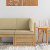 Vanjski kutni kauč Čvrsto drvo akacije Bijela - Bijela i bež kutna sofa | shoptok.hr