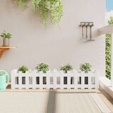 vidaXL Vrtna visoka greda z ograjico bela 150x30x30 cm trdna borovina | Shoptok.si