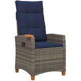  Fotelja za ležanje s pločom za čaj 62 x 64 x 112 cm poliratan - siva i modra | shoptok.hr