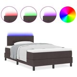vidaXL Postelja z vzmetnico in LED temno rjava 120x200 cm tkanina, (22067060) | Shoptok.si