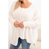 Kesi Włoski Women's Plus Size sweater with acrylic, loose fit and 3/4 sleeves ecru | shoptok.hr