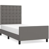 Maison Chic Posteljni okvir - Enojna postelja - Postelja za odrasle z vzglavjem siv 100x200 cm umetno usnje-J9655, (21761074) Cene
