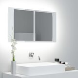 Furnova LED kopalniška omarica z ogledalom visok sijaj bela akril, (21947235) | Shoptok.si
